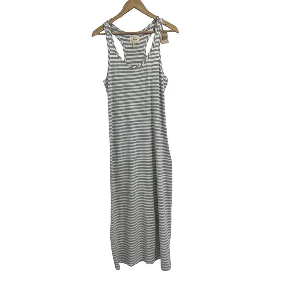 Levi’s Grey Stripe Racerback Maxi Dress Medium NWT - Picture 1 of 5